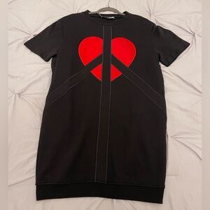 Love Moschino Heart Logo Sweatshirt Dress in Black with Red Heart